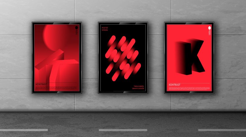 Plakat Design - rot und schwarz im Kontrast. Minimalistisch und modern