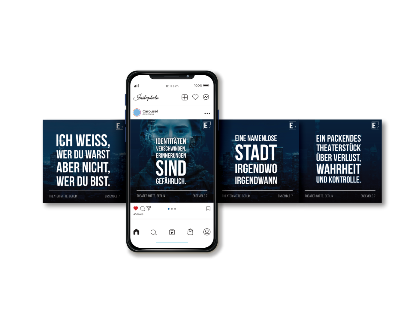 Smartphone zeigt Zitate über Wissen und Verantwortung in ansprechendem Design.